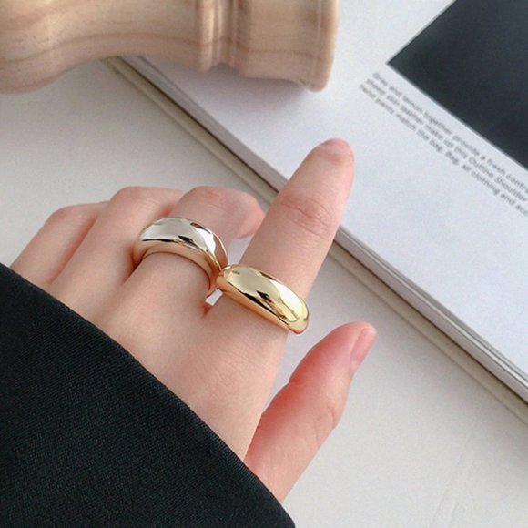 NEW Gold/Sterling Silver Curve Adjustable Ring - Picture 2 of 7